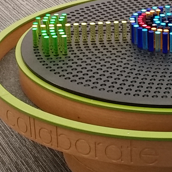 close up of the activity table as a light bright